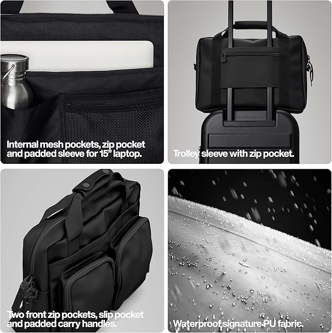 RAINS Texel Tech Bag - Green Waterproof Water Resistant Water Repellent Laptop Bag Unisex Commuter Travel Case 15" Computer Sleeve Tech Organizer - 2 Year Warranty
