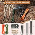 Fire Starter Survival Kit – 4 Ferro Rods (4", 3.2", 2×2.4"), 2 Strikers, 2 Tinder Wicks (13" Each), and 2 Paracords (40“ Each). Flint and Steel Emergency Tool.