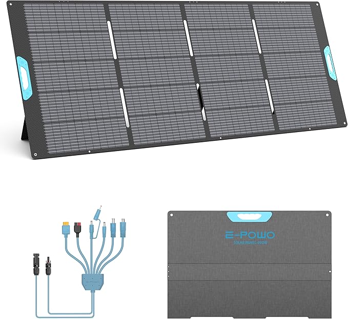 400W Portable Solar Panel for Power Station, 23.5% High Efficiency ETFE Foldable Solar Panels Charger, Fast Installation with Kickstands, IP67 Waterproof for RV, Outdoor Camping, Off Grid Blackouts