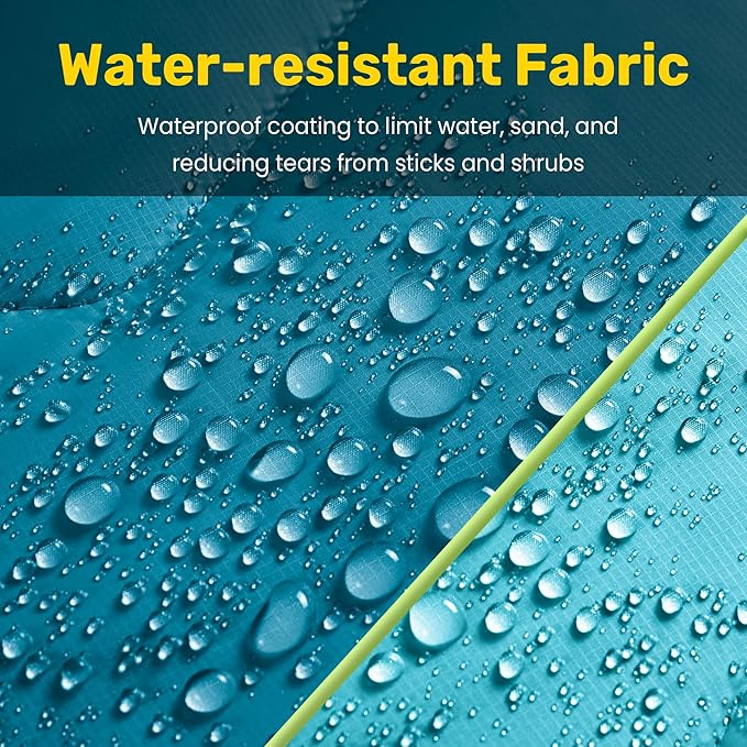 UNIKOME Outdoor Packable Camping Blanket, Lightweight Travel Blanket, Dual-Sides Waterproof Puffy Down Alternative Blanket with Snap Clasps, 75"×52", Lake Blue&Sky Blue