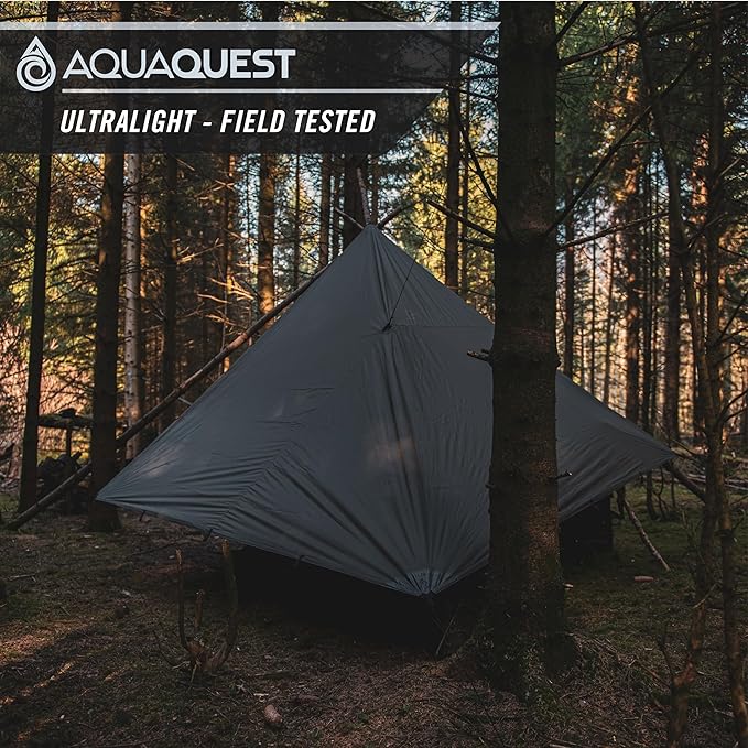 AquaQuest Guide Tarp – Ultralight Waterproof (5,000 mm) Seam-Taped 40D Ripstop Rain Fly for Backpacking, Stealth Camping & Thru-Hiking