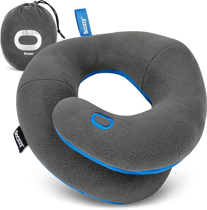 BCOZZY Kids Travel Neck Pillow (3-7 Y/O)- Patented Soft Toddler Pillow for Head & Chin Support in Car Seat, Airplane, and Road Trip Sleeping. Adjustable Size. Fully Washable. Carry Bag. Small, Gray
