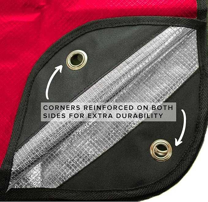 Arcturus Insulated Tarp, Reusable Heavy Duty Thermal Survival Blanket – 60x82in, Reflects 90% Body Heat, Waterproof, Windproof, 3-Layer Design, Reinforced Grommets, Red