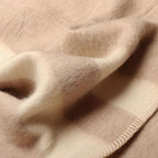 Thick Alpaca Wool Blanket Heavyweight Camping Outdoors Indoors Soft Peru King Size Stripes Design (Beige - Ivory, King Size)