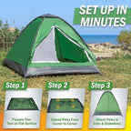 2 Person Outdoors Camping Tent with Rain Fly and Carrying Bag - Lightweight Outdoor Pop Up Tents for Camping Essentials, Music Festivals, Backpacking, Hiking, or Beach Shelter by Wakeman Outdoors