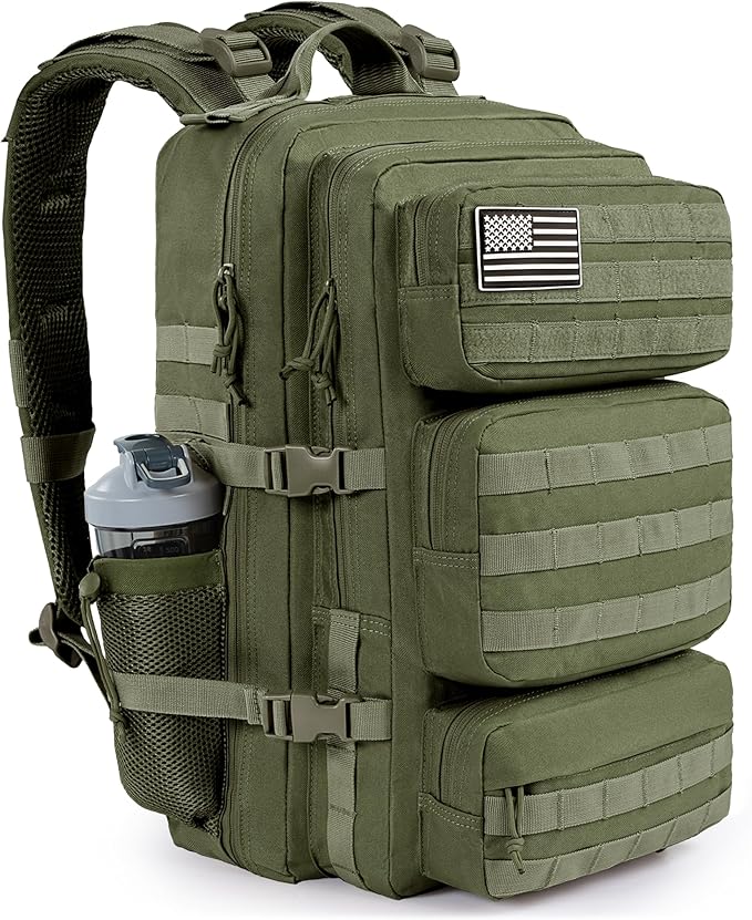Military Tactical Backpack 25L Day Backpack for Men Molle Army 3 Days Assault Pack Bug Out Bag Water Resistant and Heavy Duty Hiking Treeking Rucksack - Dark Green