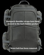Large Tactical Backpack Bag with Stowable Shoulder Straps for Hiking, Camping, Traveling, Bug-Out 58L