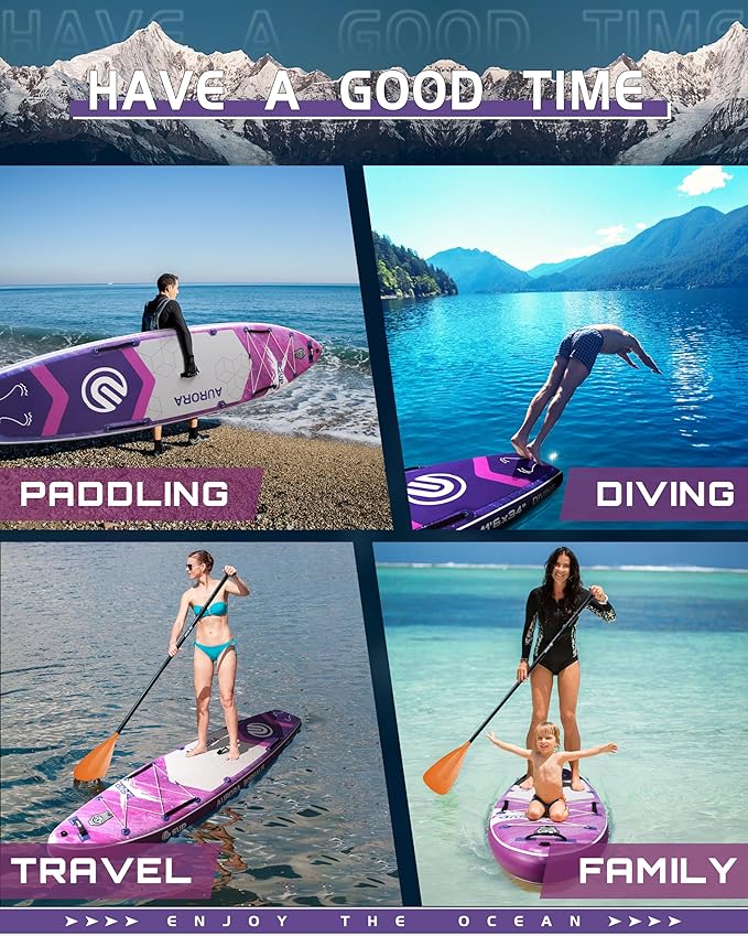 ESUP 11’6 ×34" Wide Inflatable Paddle Board with Premium SUP Paddleboard Accessories, Extra Stable Stand Up Paddle Boards for Adults/425lb/Family/Yoga/Beginner, with Shoulder Strap,Dual-Action Pump