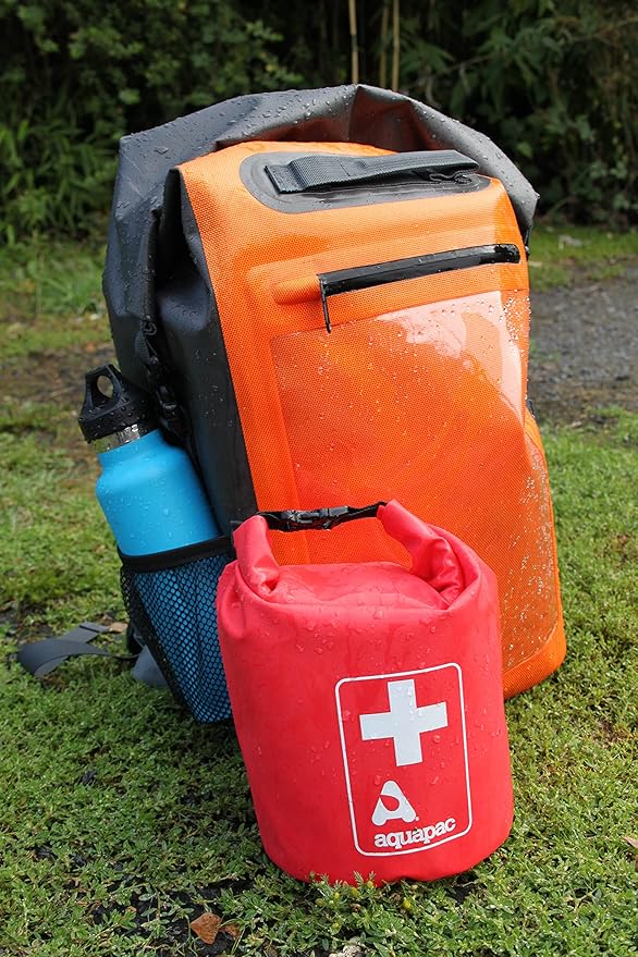 Aquapac Waterproof First Aid Kit Dry Bag for Emergency Use with Secure Buckle - Red