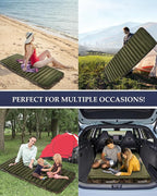 Inflatable Sleeping Pad for Camping, Extra-Thick 4.75" Single Air Mattress with Soft Velvet Top, Machine Washable, Family Lightweight 4-Season Pad for Traveling & Hiking, Green