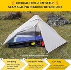 LANSHAN Ultralight Tent 3-Season Backpacking Tent for 1-Person or 2-Person Camping, Trekking, Kayaking, Climbing, Hiking