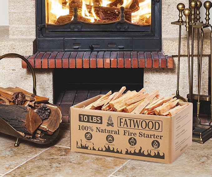 10 lbs Fatwood Fire Starter Sticks, 100% Natural Kindling Firewood Firestarter for Stoves, Pine Wood for Fireplaces, Campfires, Bonfires, Grill