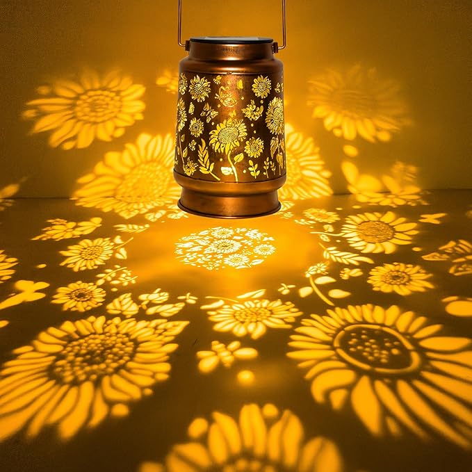 Sunflower Solar Lantern Lights, Outdoor Lanterns Garden Decor, Hanging Solar Lantern for Backyard Porch Patio Table Yard Balcony Lawn Pathway, Gifts for Women Grandma Mom, 1PCS