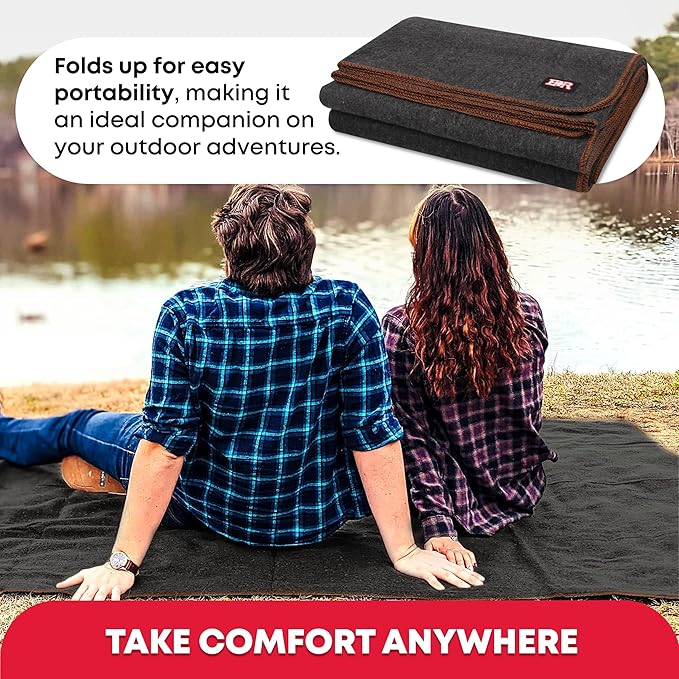 Military Wool Blanket 80% Wool - Warm, Washable, Perfect for Outdoors, Camping, Picnics, Travel, Car & Bushcraft Emergency Blanket, 96" x 66", 5 lbs. - Grey – Twin Size