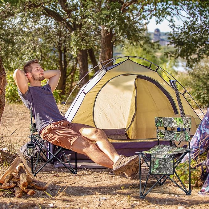 Extra Large Tripod Camping Chair with Backrest Portable Fishing Chair with Cup Holder Lightweight Folding Chair for Hunting, Hiking, Outdoor