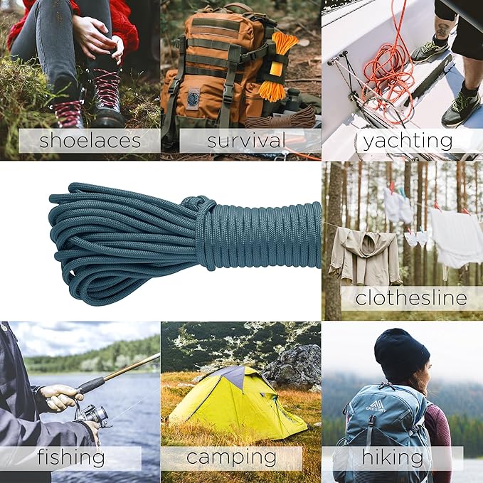 TECEUM 5/32" Paracord Rope 1000 – 1000ft / 200ft / 100ft / 50ft – Tactical Parachute Cord 4mm – 45+ Colors – Nylon String for Survival & Camping Gear – Stripe Cord for Survival – Utility Rope