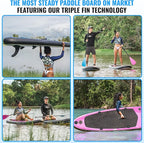 Crew Axel Inflatable Paddle Board 10’33’6” Extra Wide & Lightweight (18lb) Paddle Board – Premium SUP Set Includes 2 Bags, Floating Paddle, Camera Mount, 3 Fins, Dual Pump Kit