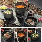 Alocs Camping Cookware Set Camping Gear, Compact Camping Pots and Pans Set, Durable Hard Alumina Camping Cooking Set for Outdoor Backpacking Camping Hiking Picnic, Included Mesh Carry Bag