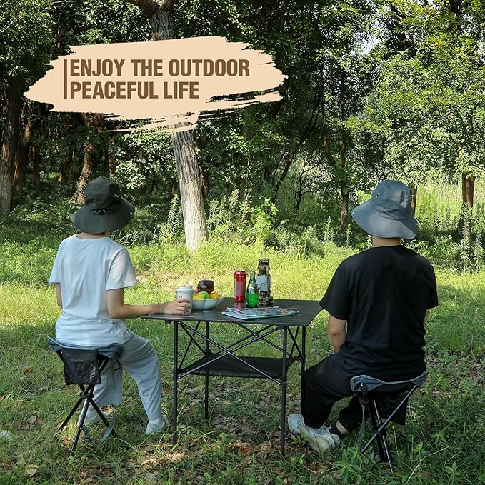 REDCAMP 2 Pack 22.4IN Tall Folding Tripod Stools for Adults, Lightweight Portable Camping Stools for Fishing Hunting Backpacking Traveling, Black