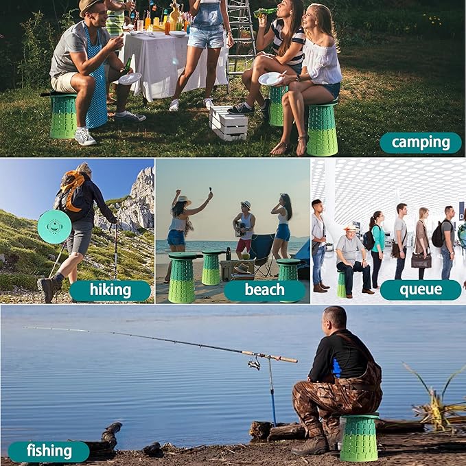 ALEVMOOM Upgraded XXL 50 Portable Collapsible Stool with Cushion,Telescoping Folding Stool for Adults,Yet More Sturdy Camping Stool with Load Capacity 1000lbs,for Outdoor Garden Hiking BBQ