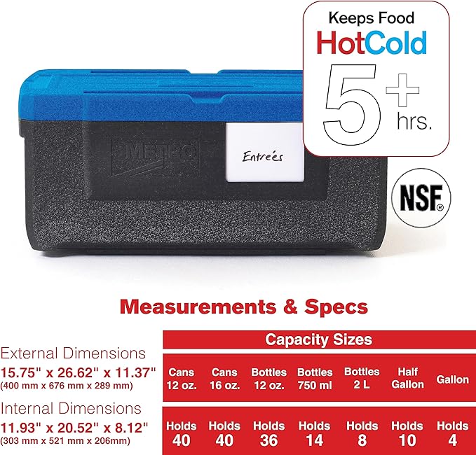 METRO Mightylite ML180-BU Top-Load Insulated Food Carrier - Professional-Grade Multipurpose Pan Carrier, Insulated Cooler and Catering Food Warmer - 30 qt or 3 Pan Capacity - Blue