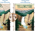 Sherpa Puffy Outdoor Blanket for Camping, Traveling, Car, Picnics, Beach, Concert, Stadium Sporting Events - Wearable, Machine Washable, Soft, Warm, Waterproof - 55 X 78 (Yellowstone NP)