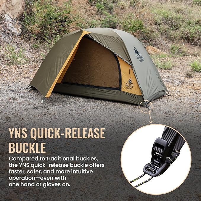 OneTigris Stella 4 Season Camping Tent Backpacking 2 Person Waterproof Lightweight Easy Setup Instant 3000mm Waterproof Rating Outdoor Hiking Tent