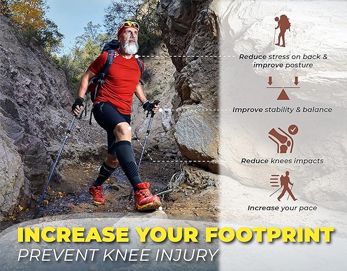 TREKOLOGY TREKZ SE 2pc Collapsible Hiking Stick - Lightweight, Foldable Retractable Trekking Poles for Men, Women & Seniors with Adjustable Heights - Nordic Walking Stick for Backpacking, Camping