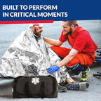 First Responder Trauma First Aid Kit Bag – Fully Stocked Emergency Medical Kit for Workplace, Vehicle & Home – OSHA & ANSI Compliant – Portable – Tactical Black