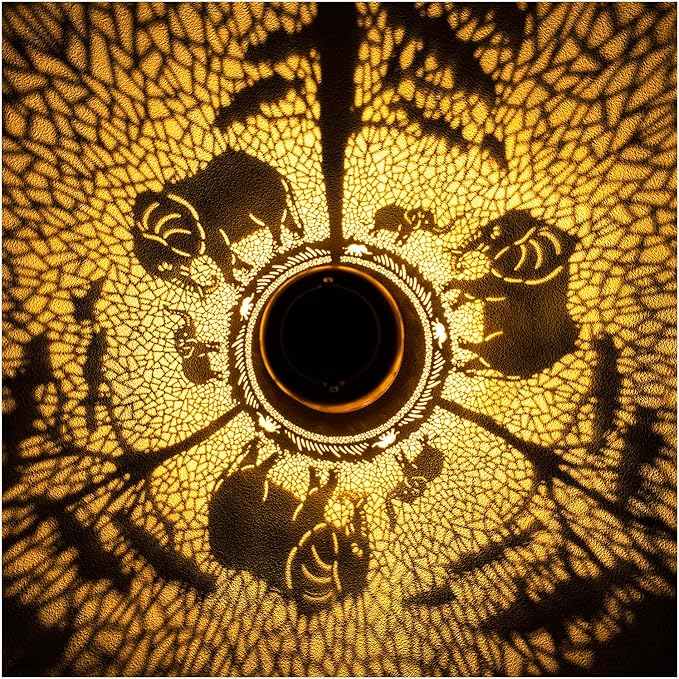 Elephant Solar Lanterns Outdoor Waterproof Hanging Solar Lights Elephant Gifts for Women/Men/Elephant Lovers Gifts Metal Decorative LED Elephant Lanterns for Garden Decor,Patio,Lawn,Pathway,Yard