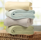 Threadmill Vanilla Cream 100% Combed Cotton King Size Blanket, All-Season Soft Breathable Light Weight Herringbone Throw