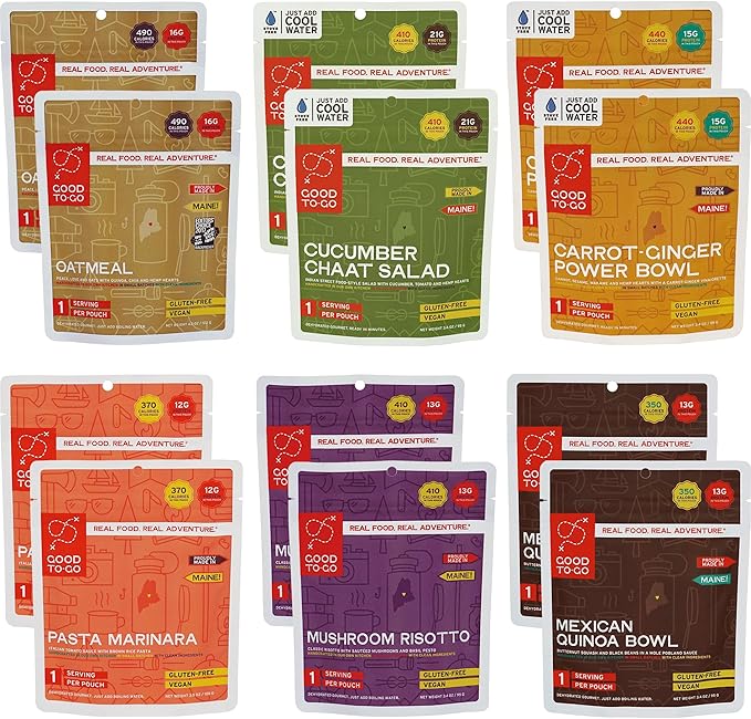 GOOD TO-GO Food Kit Assortments | Camping Food, Backpacking Food | Just Add Water Meals, Backpacking Meals | Dehydrated Meals Taste Better Than Freeze Dried Meals
