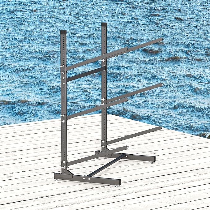 Kayak Storage Rack, Heavy-Duty Metal Kayak Storage Rack Adjustable Freestanding Kayak Stand, Canoe and Paddleboard Kayak Rack for Indoor & Outdoor Use
