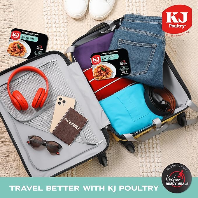 KJ Poultry Kosher Parve Ready Meals - Baked Ziti, MRE Meals Ready to Eat, Halal, (6 Pack) Prepared Entree Fully Cooked, Shelf Stable Microwave Dinner Travel, Military, Camping, Emergency Survival