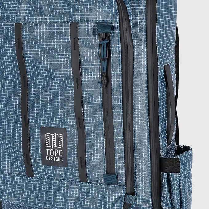 Topo Designs Global Travel Bag 30-40 Liter - Carry-on Compliant Versatile Pack, 3 Carry Options, External Laptop Sleeve (Eco-Friendly, 30L, Apex Pond Blue)