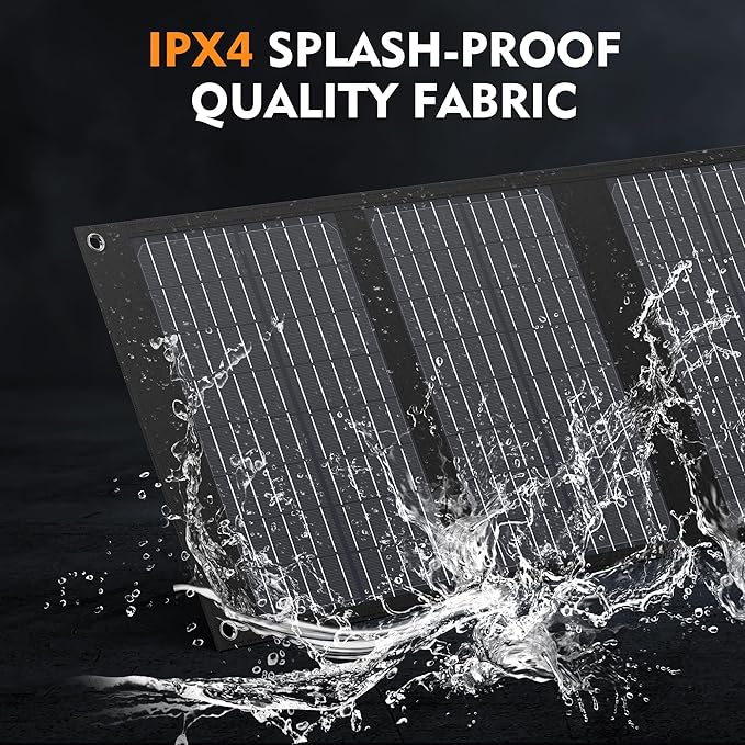 40W Solar Panel EnginStar 40 Watt Foldable Solar Panel for Portable Power Station w/QC3.0 USB Port for Phone Laptop 12-15V DC Output(10 Connectors) for Outdoor Camping RV Off Grid