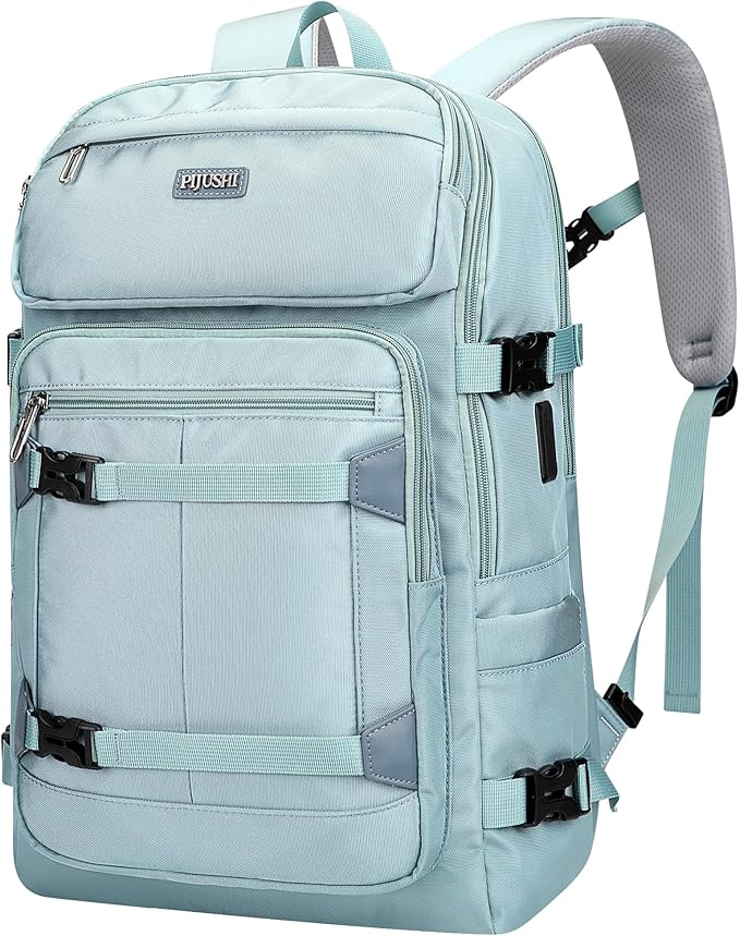 PIJUSHI Travel Backpack for Women Flight Aprroved Carry on Bag Large Casual Luggage Backpack Fit 16 inch Laptop(PE050 Teal Blue)