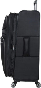 Kenneth Cole REACTION Rugged Roamer Lightweight Softside Expandable 8-Wheel Spinner Luggage, Black, 2-Piece (20” Carry-On/28” Check Size)