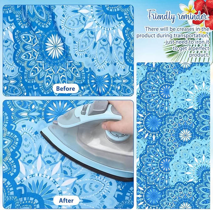 EBOOT 10 Pack Oversized Beach Towel Set Extra Large Pool Towels Microfiber Quick Dry Swim Blanket for Adult Women Men Face Hand Body Bath Travel Pool(Ocean Blue,28 x 59 Inch,Boho Ocean Style)
