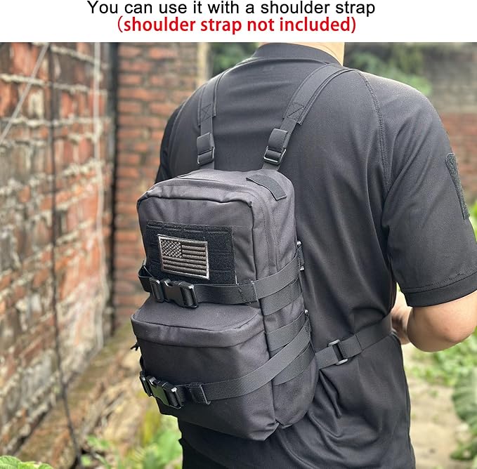 Tactical Mini Molle Hydration Pack,Molle Hydration Carrier with US Flag Water Resistant,Hydropack for Tactical Vest Backpack