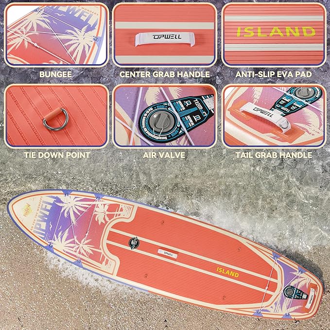 UPWELL 11’6”/11'2”/11'/10'8”/10'6”/10'2” Inflatable Stand Up Paddle Board with sup Accessories Including Backpack, Repairing Kits, Non-Slip Deck, Leash, 3 Fins, Paddle and Hand Pump