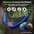 Camping Hammock with Mosquito Net, 2 Person Hammock Bug Net, Portable, Parachute Nylon for Outdoor, Camping, Hiking, Backpacking, Backyard, Beach, Travel (Hold Up to 500lbs)(Blue)