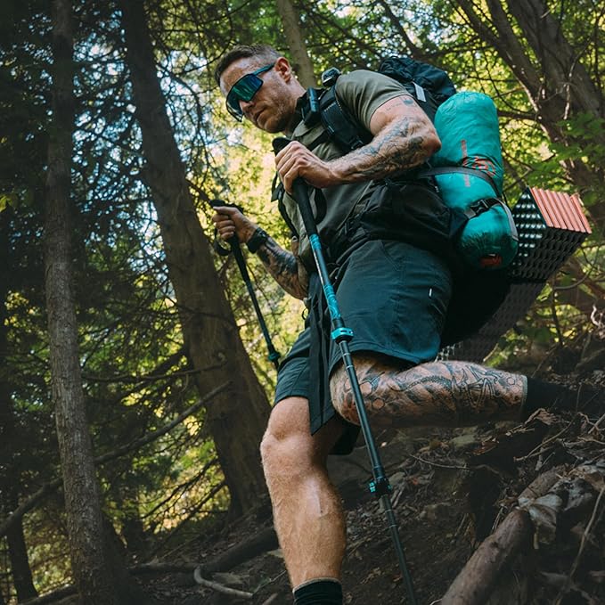 Adjustable Carbon Fiber Trekking Poles – Lightweight Hiking Poles with Quick Lock, Collapsible Walking Sticks for Backpacking, Camping, Glacial Wave Strider X for Climbing & Travel