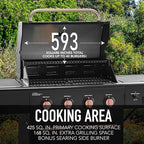 Kenmore 4-Burner BBQ Gas Grill with Searing Side Burner, Propane Grill, 52,000 BTUs, Warming Rack, Electronic Ignition & Cast Iron Cooking Grates, Black/Copper + Bonus Cover