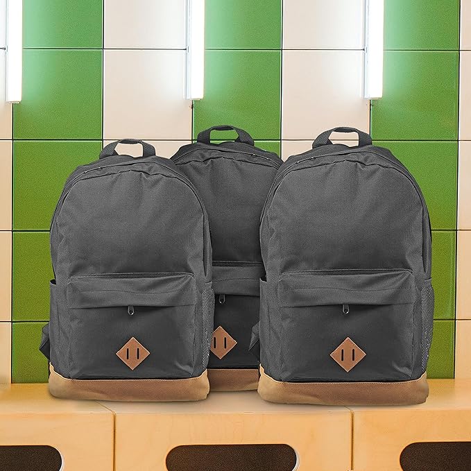 DISCOUNT PROMOS Multipurpose Laptop Backpacks Set of 10, Bulk Pack - Lots of Features for Everyday Use, Perfect for Employess, Businessman - Black