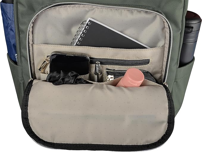 Kenneth Cole REACTION Women's Chelsea Chevron 15" Laptop and Tablet Backpack, Olive