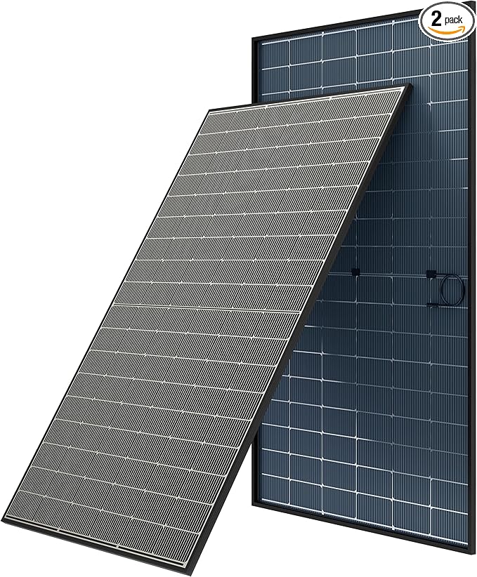 JJN Bifacial 2PCS 400 Watt Solar Panel, N-Type 16BB 400W Solar Panels, 25% High Efficiency Monocrystalline Solar Module for 12V/24V/48V PV System for Homes Rooftop Farm RV and Off-Grid Applications