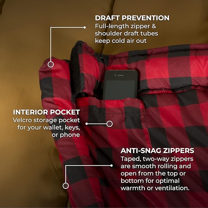 TETON Sports Deer Hunter -35F and 0F Degree Sleeping Bag. Warm and Comfortable Camping Sleeping Bags, Teton Tough Canvas Shell for Camping, Hunting, and Cold Weather
