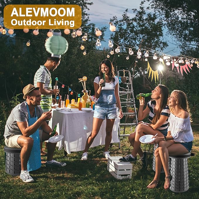 ALEVMOOM Upgraded XXL 19.7" Collapsible Stool, Heavy Duty Portable Folding Stool Max Load 1000 lbs, Retractable Telescoping Foldable Seat for Camping Fishing Hiking Travel BBQ