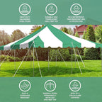 Party Tents Direct 20'x20' Weekender Standard Canopy Pole Tent - Easy Up Canopy Tent with 80 Person Capacity - Outdoor Canopies for Parties, Weddings, & Events (Green/White Top)